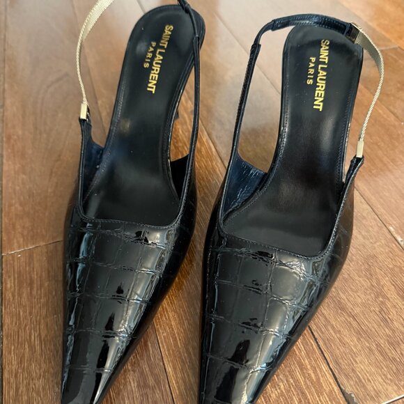 Saint Laurent Black Slingback Heels / Pumps Never Worn - Picture 2 of 4